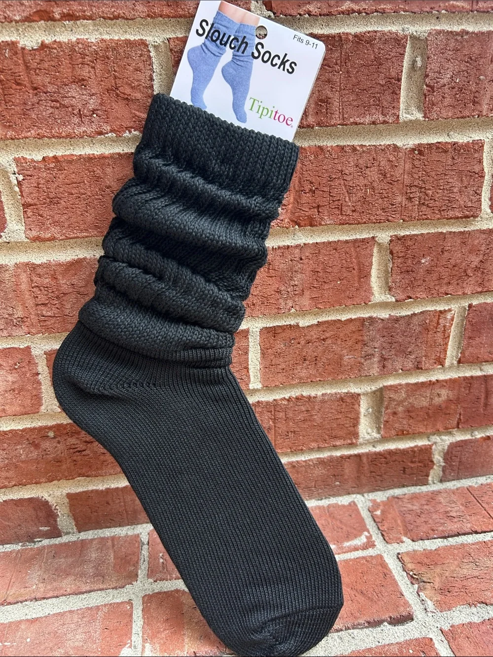 TIPITOE Black Chunky Rib Knit Stretch Ladies Scrunch Slouch Socks
